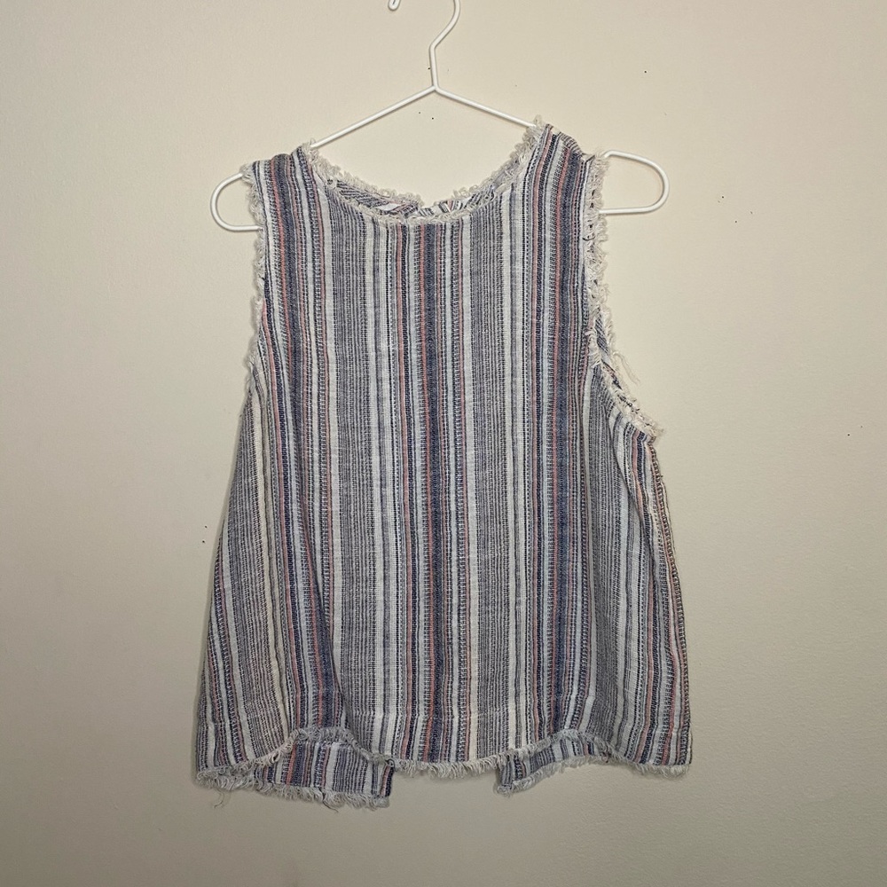 Fate Stripe Frayed Sleeveless Top
